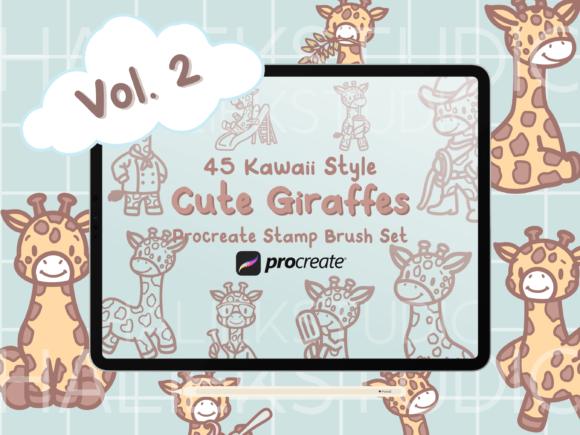 Giraffes Procreate Stamp Brush Set