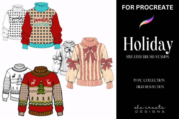 Procreate Holiday Sweater Stamp Brush
