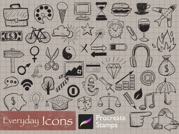 Procreate Everyday Social Icons Stamps
