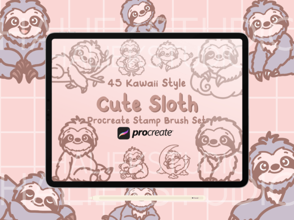 Sloth Procreate Stamp Brush Set