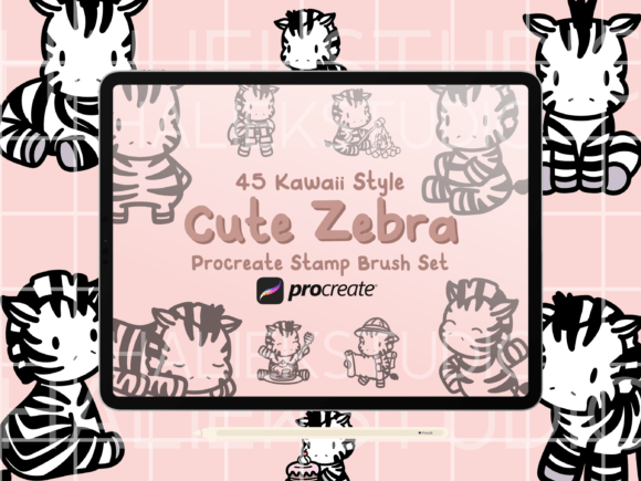 Zebra Procreate Stamp Brush Set