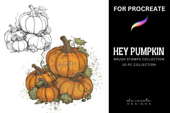 Hey Pumpkin Procreate Brush Stamps