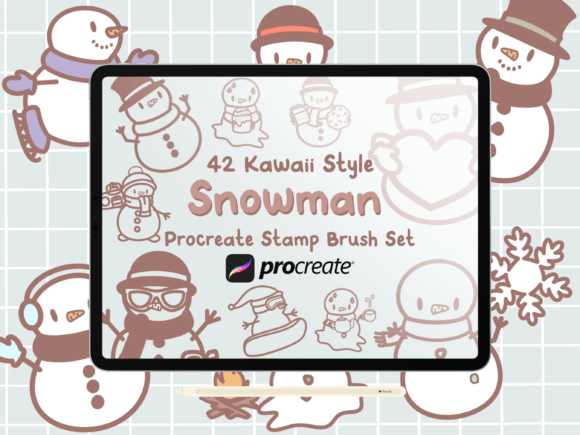 Snowman Procreate Stamp Brush Set