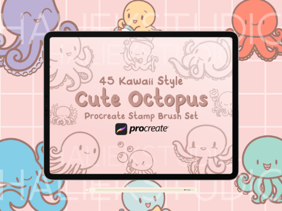 Octopus Procreate Stamp Brush Set