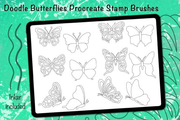 Doodle Butterflies Procreate Stamps
