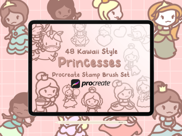 Cute Princesses Procreate Stamp Brushes