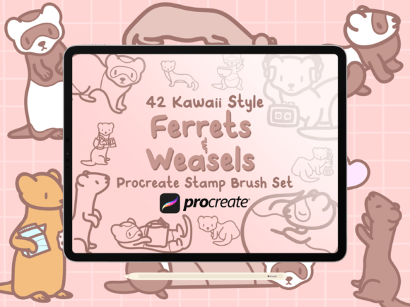Ferrets & Weasels Procreate Stamps