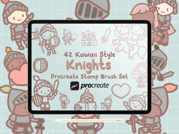 Cute Knights Procreate Stamp Brush Set