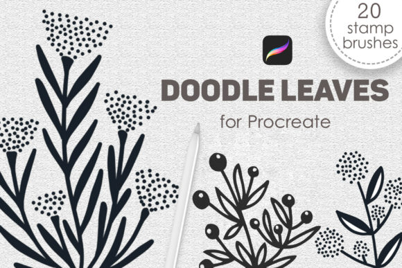 Doodle Leaves Procreate Stamp Brushes