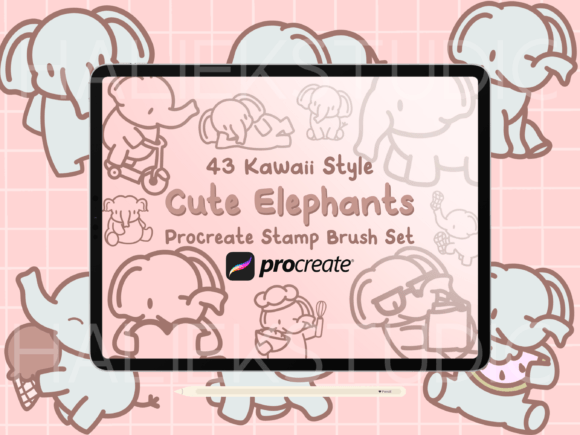 Elephants Procreate Stamp Brush Set