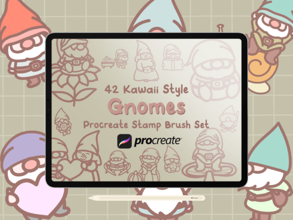 Gnomes Procreate Stamp Brush Set