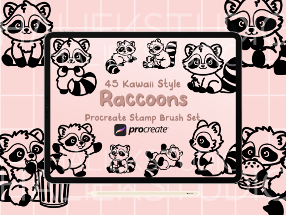 Raccoon Procreate Stamp Brush Set