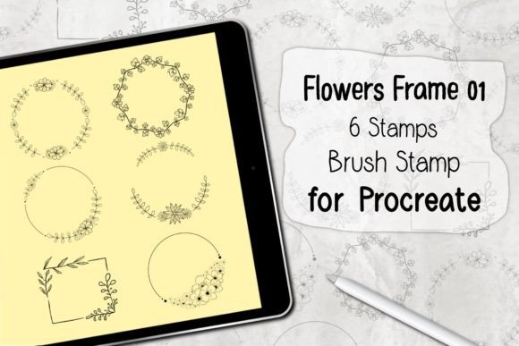 Stamp Brush Procreate | Flowers Frame 01