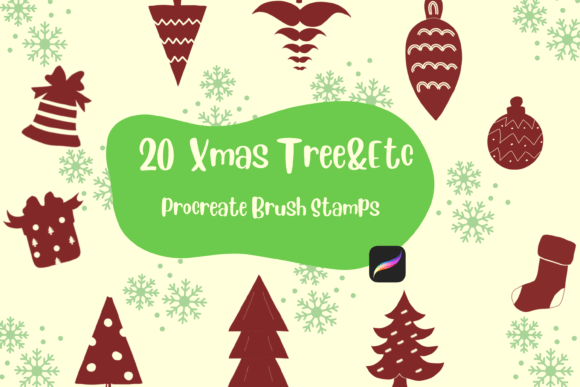 Procreate Brush Stamp Xmas Tree & Etc