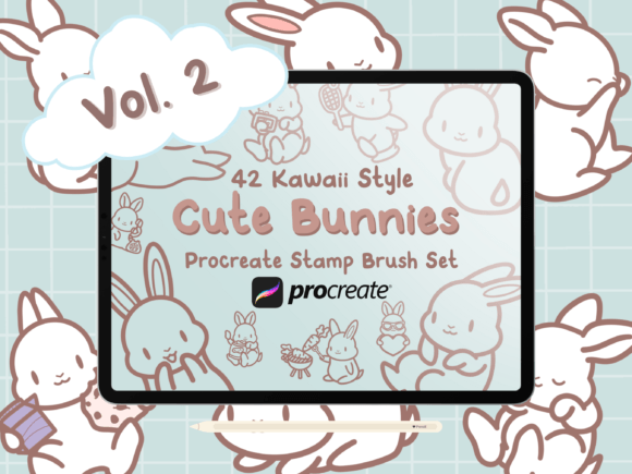 Cute Bunnies Vol. 2 Procreate Stamps