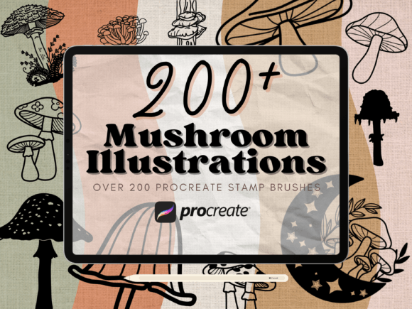 200+ Mushroom Procreate Stamp Brushes