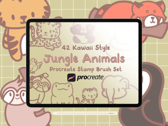 Jungle Animals Procreate Stamp Brush Set