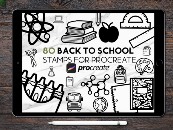 Back to School Procreate Stamp Brush Set