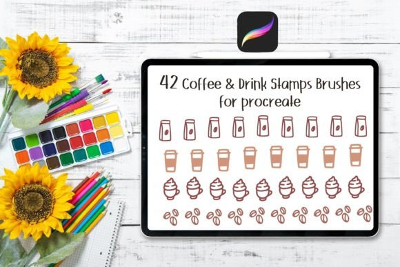 42 Coffee and Drink Procreate Stamps