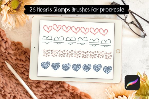 26 Hearts Stamps Brushes for Procreate