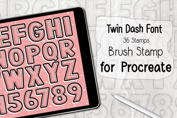 Twin Dash Font ‪Procreate Brush Stamp‬