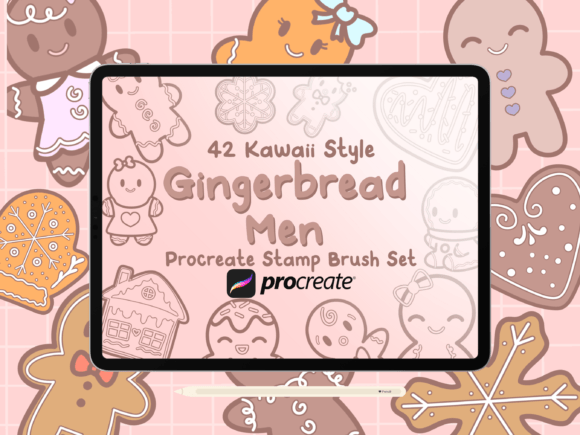 Gingerbread Men Procreate Stamp Brushes