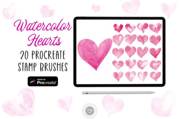 Watercolor Hearts Procreate Stamps