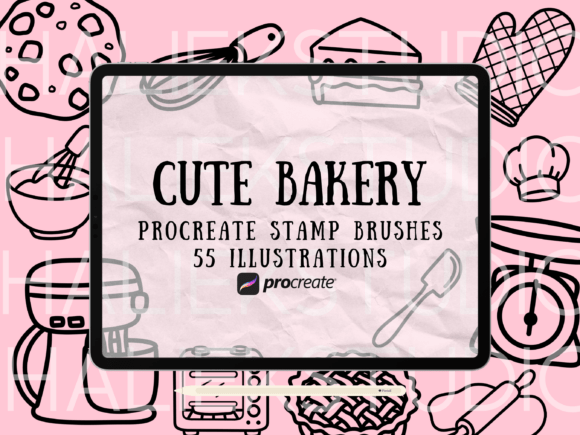 Cute Bakery Procreate Stamp Brush Set