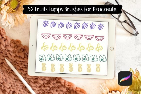 Set of 52 Fruits Stamp Brushes for Procr