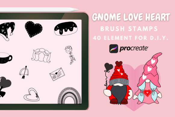 Gnome Love Heart Brushes Stamp Procreate