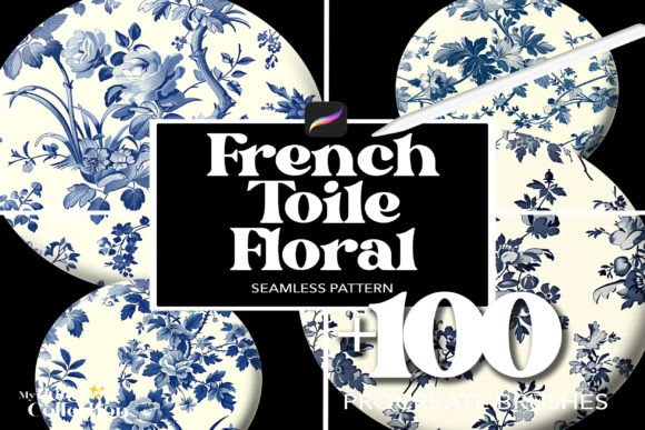 100+ Procreate French Toile Floral Brush