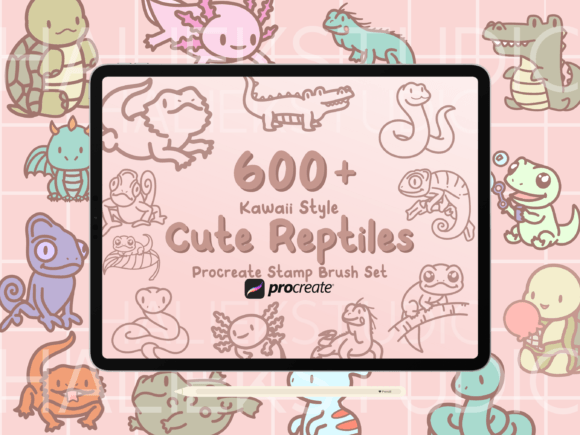 600+ Reptiles Procreate Stamp Brushes