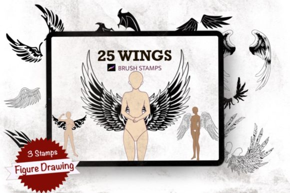 Wings,Figure Drawing,Procreate Stamps