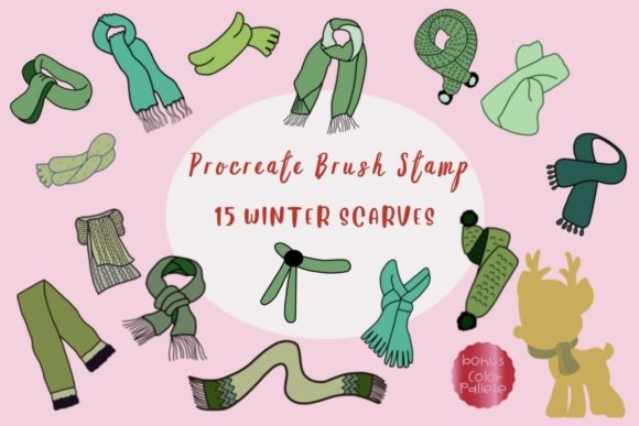 Procreate Brush Stamp Winter Scarf+Color