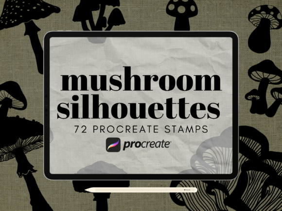 Mushroom Silhouette Procreate Stamps