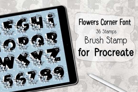 Flowers Corner Font‪ ‪Procreate Stamp‬‬