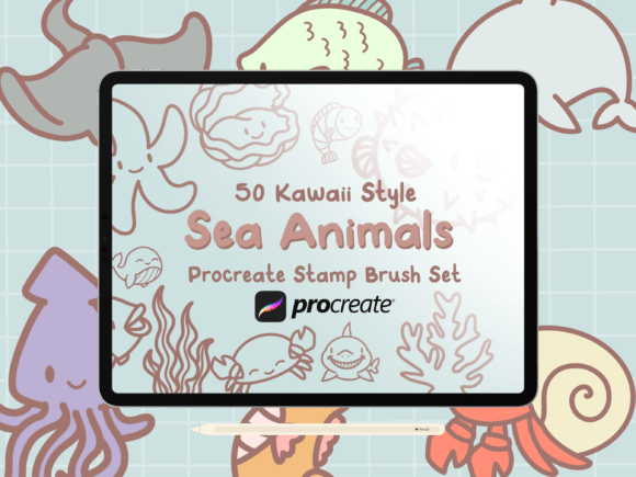 Sea Animals Procreate Stamp Brushes