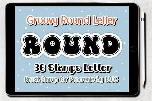 Groovy Round Letter ‪Procreate Stamp