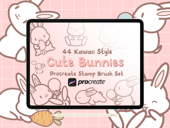 Cute Bunnies Procreate Stamp Brush Set