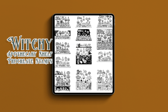 Witchy Apothecary Shelf Procreate Stamps