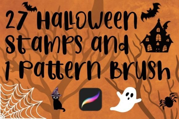 27 Halloween Stamps and 1 Pattern Brush
