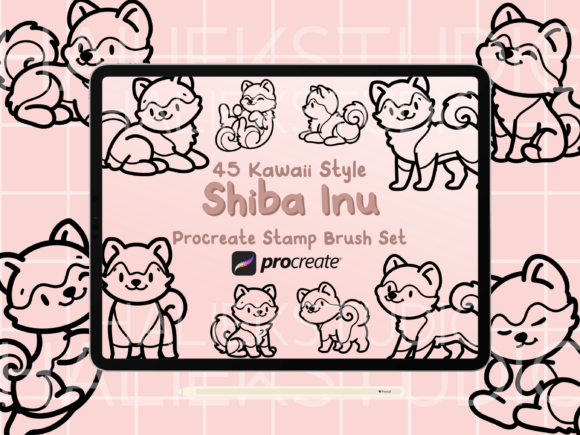 Shiba Inu Procreate Stamp Brush Set