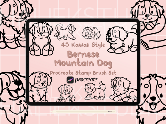 Bernese Mountain Dog Procreate Stamps