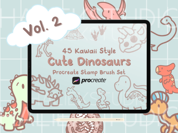 Dinosaurs Vol. 2 Procreate Stamp Brushes