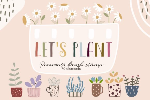 Procreate Brush Stamp Let’s Plant 70 Ele