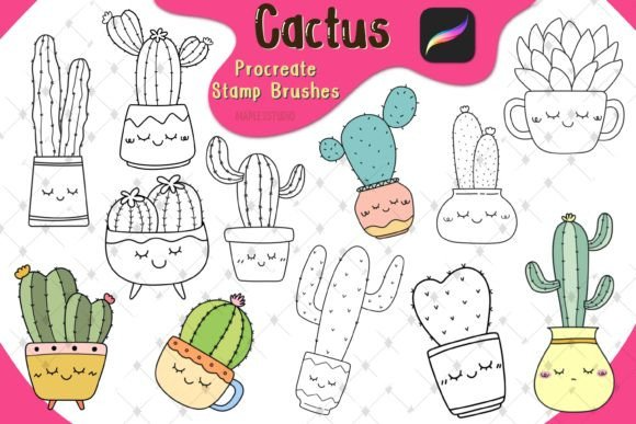 Cute Cactus Stamp Brushes for Procreate