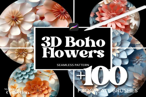 100+ Procreate 3D Boho Flowers Brushes