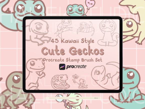 Gecko Procreate Stamp Brush Set