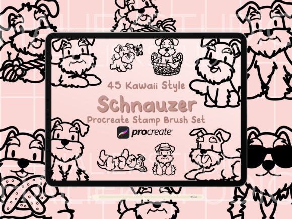 Schnauzer Procreate Stamp Brush Set
