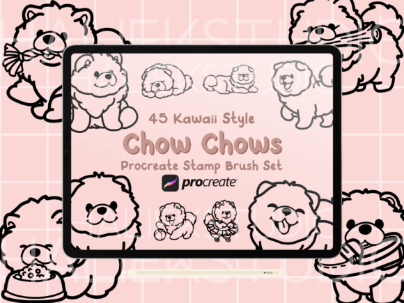 Chow Chows Procreate Stamp Brush Set